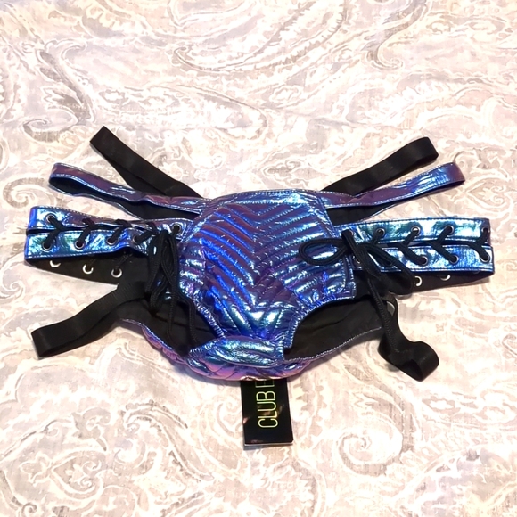 Dolls Kill Pants - NWT Club EXX Rude Awakening Lace-Up Shorts - Indigo, S